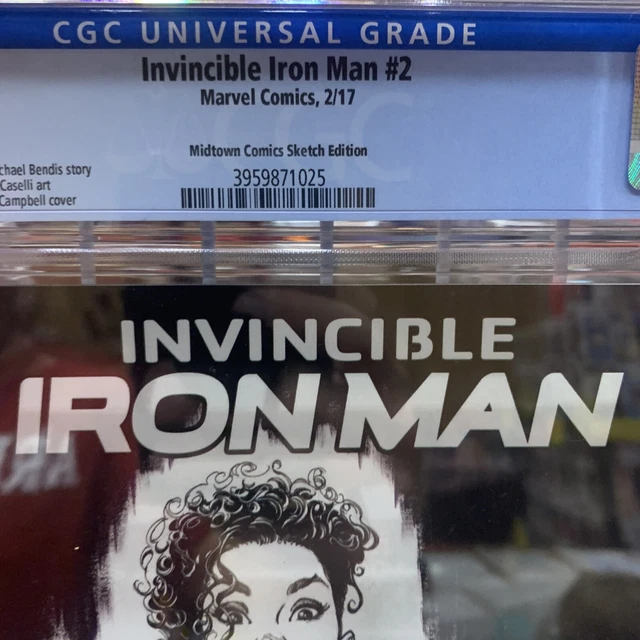 💥Invincible Iron Man #2 (2017 Marvel) J Scott Campbell Sketch Variant CGC 9.8💥 4