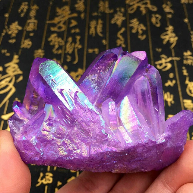 Natürlicher Lila Titan Fluorit Kristall Quarz Heilung Stein Bergkristall Cluster 3