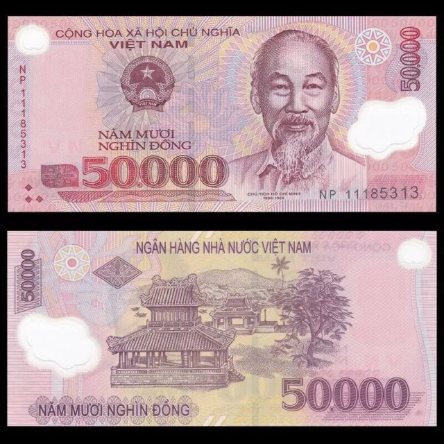 Vietnamese Dong 50K 50000 Polymer Banknote in Vietnam VND New Uncirculated UNC