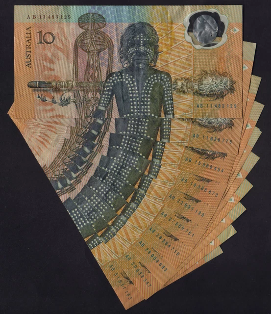 Australia R-310.. 1988 Bi-Centennial $10 x 10 Notes.. Various Prefixes. aVF-gVF