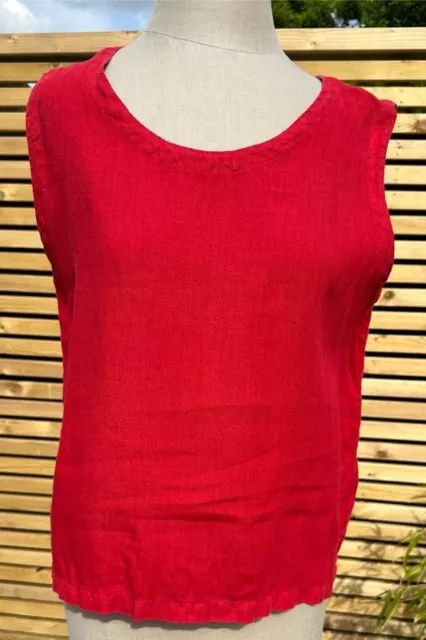 Elemente Clemente Red Linen Sleeveless Crop Top - Labelled Size 2
