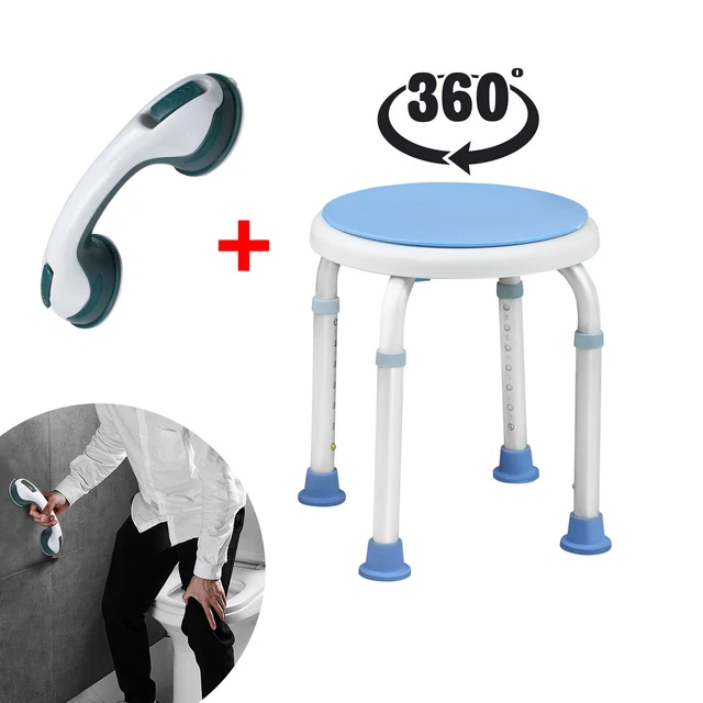 Portable Shower Stool Bath Chair Aid Bathing Seat Support Hand Rail Grab Suction