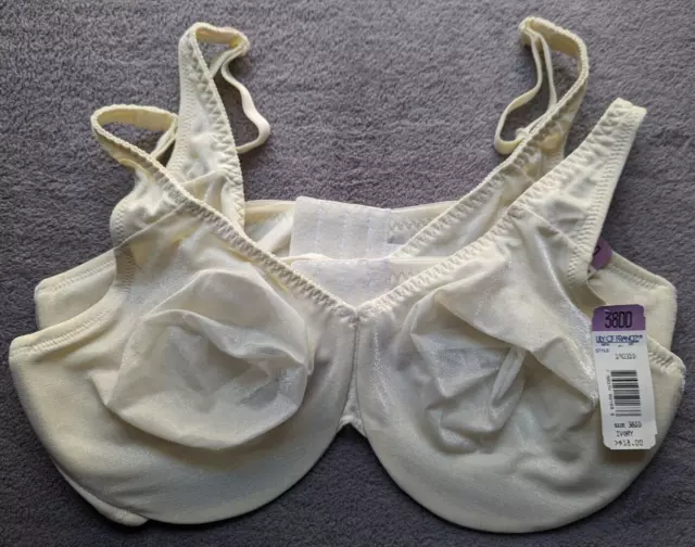 2 Lily of France Bra Womens Size 38 DD 38DD Sheer Ivory Unlined Underwire NWT