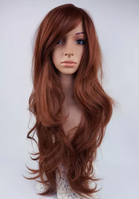 Ladies Full Wig LONG WAVY STRAIGHT - Brown Black Blonde Auburn Ombre studio7-uk