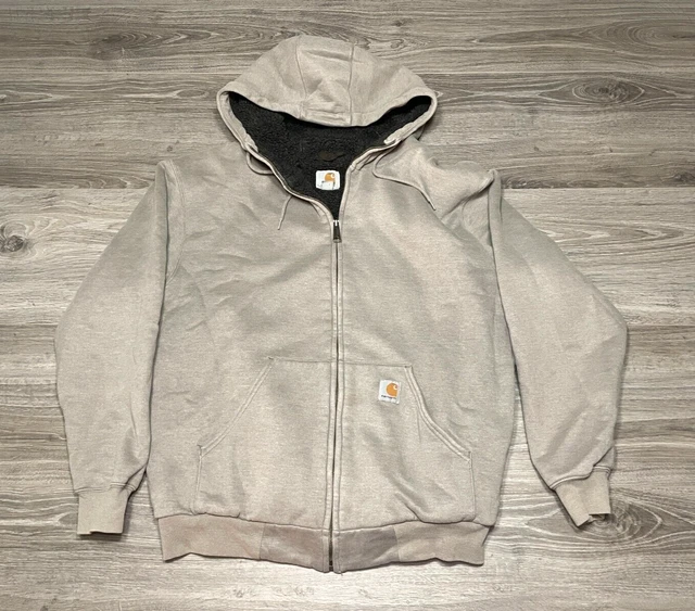 Vintage 90s Y2K Carhartt Sherpa Lined Heavy Full Zip Fade Gray Hoodie Men's M