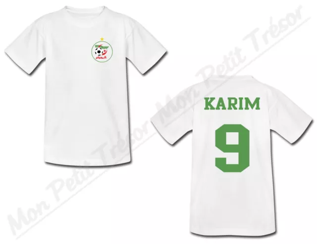 T-shirt Bébé Equipe Nationale Football Algérie avec Prénom Personnalisé