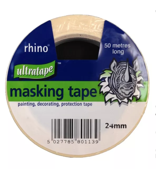 Rhino Premium - Ultratape Papel Pintores Cinta Adhesiva - 24mm X 50m & 48mm