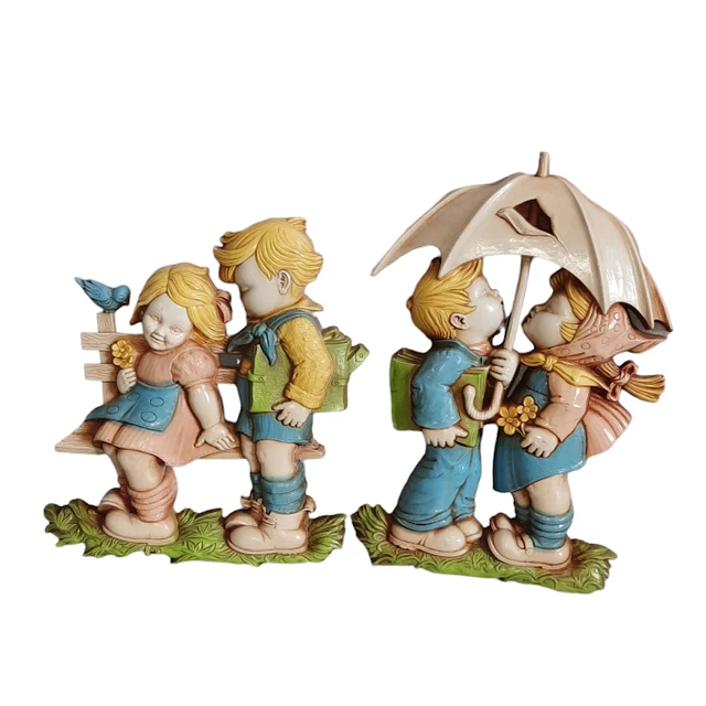 Vintage 1977 Homco Children Nursery Pair Wall Hanging Plaque Home Decor