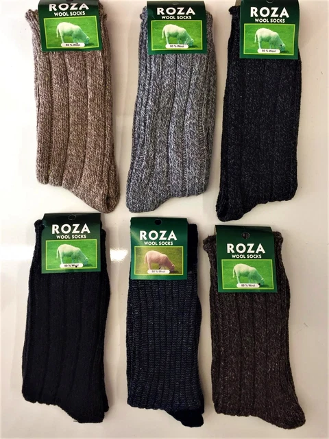 6 Pairs Mens Thermal Socks Walking Winter Warm Thick Rich Wool Hike Chunky Roza