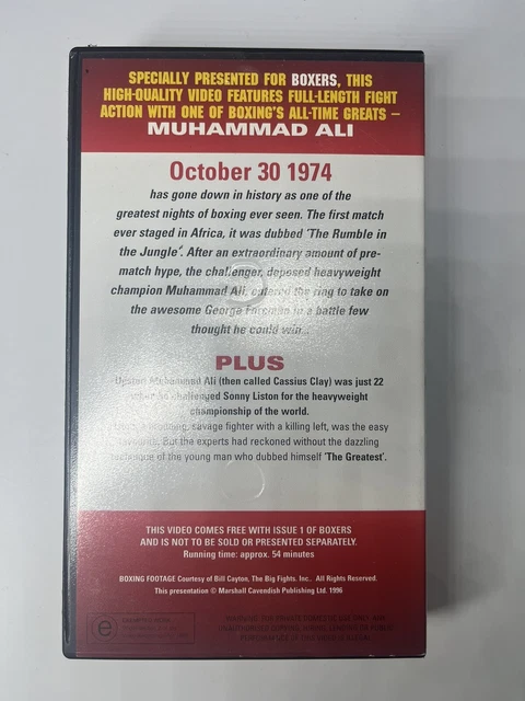 MUHAMMAD ALI BOXERS Boxing VHS Video Cassette 1996 VS Chuck Wepner VS ...