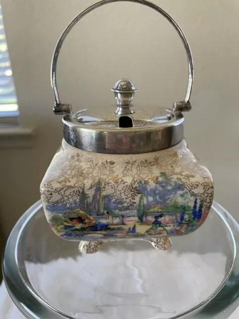 Sandland Ware Staffordshire, England, "In An Olde World Garden" jam jar