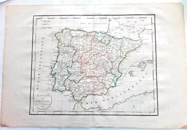 Carte Espagne et Portugal par F. Delamarche 1817