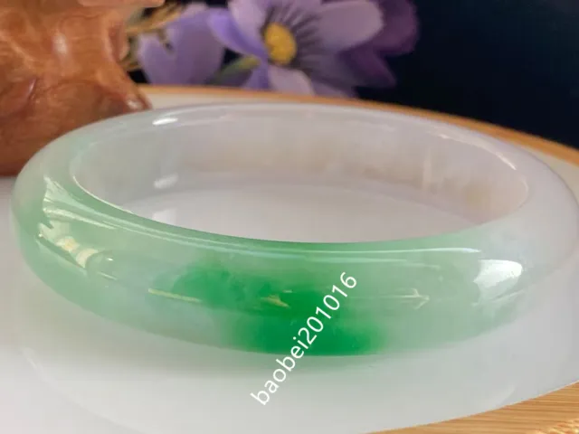 56mm Certified (Grade A)Myanmar Natural Grade A Green Jadeite Jade Bangle*7962