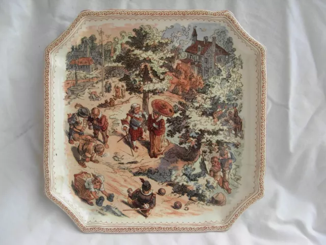 Sarreguemines U&C,Plat En Faience,Fete Au Village,Signe.