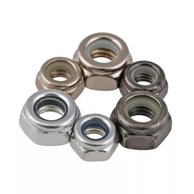 Hex Self Locking Nuts Black/White Zinc Black Nickel Locknut M2 M3 M4 M5 M6 M8