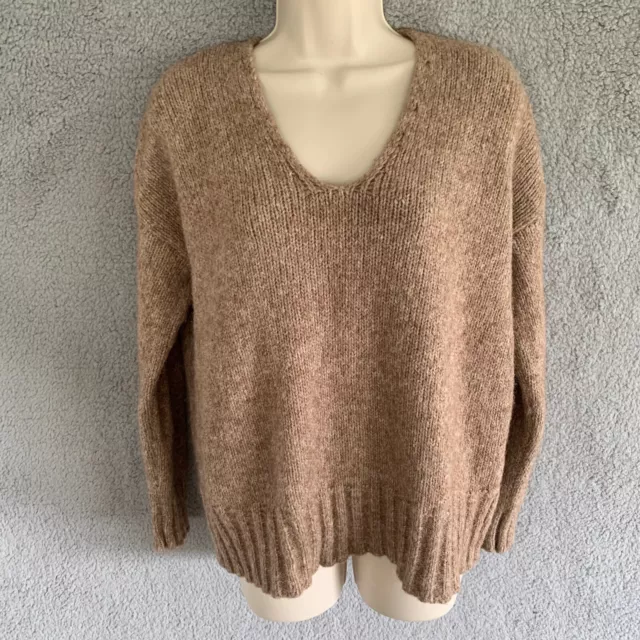 Eileen Fisher Womens Sweater XXS Brown Alpaca Wool Blend Boxy Oversized Loose