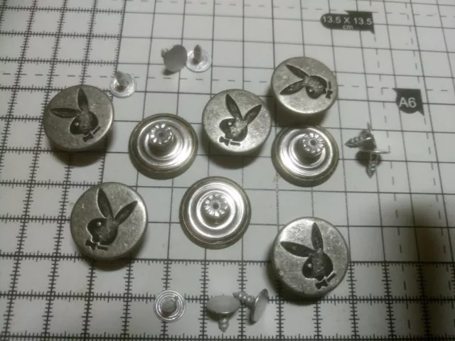 20mm (APPROX) NO SEW DENIM JEAN BUTTONS Antique Silver(Bunny)