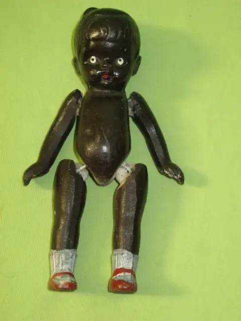 VINTAGE Painted BISQUE Black African American JOINTED DOLL Made in Japan