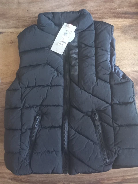 River Island Mini Boys Padded Gillet-black Size 12-18 Months NEW