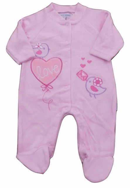 Nuovo con Etichetta Baby Ragazze Rosa Velluto Cuore Tutina Vestiti 3-6m 6-9 Mese