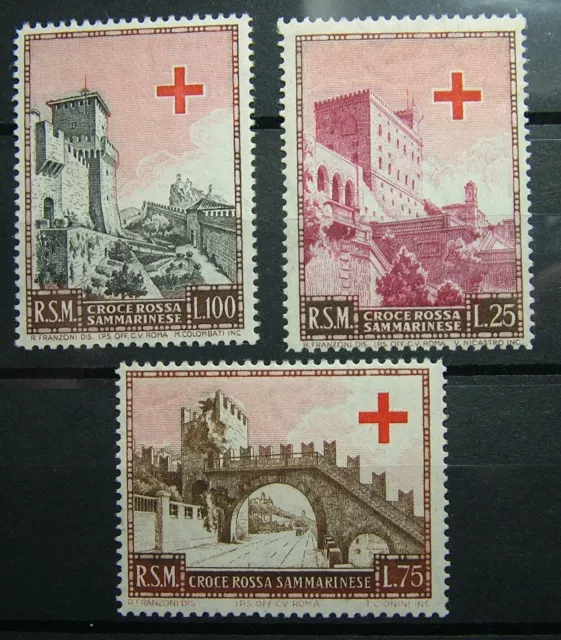 San Marino Pradal Marino 1951 Pro Cruz Roja Serie Completo MNH