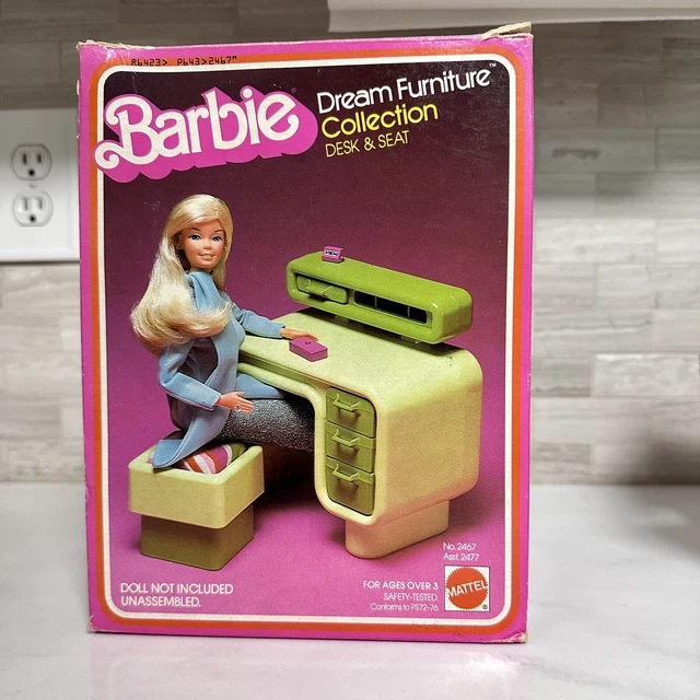 MATTEL BARBIE DREAM Furniture Collection Desk & Seat Mattel 1978 With