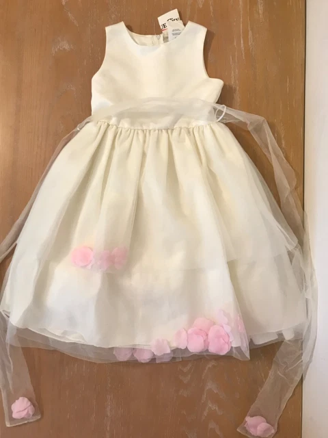 New! Girls Sugar Plum Dress Ivory with Pink Accents Size 6