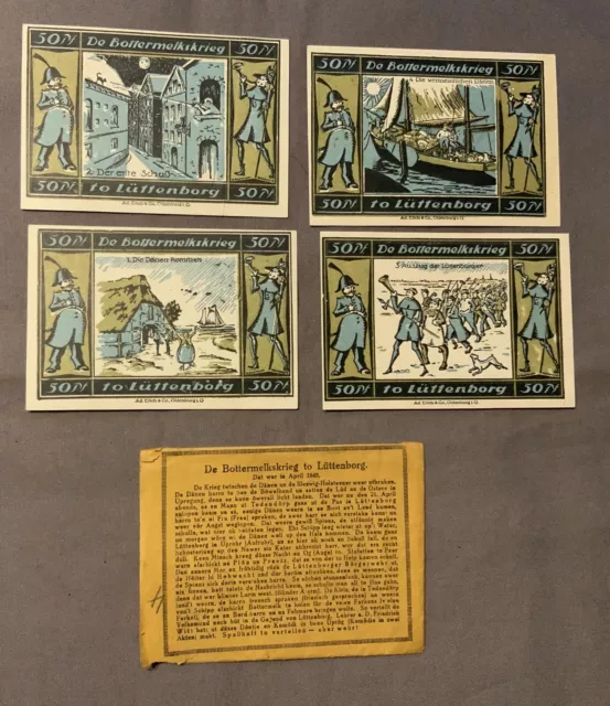 Lütjenburg / Schleswig-Holstein) Satz mit 4 x 50 Pfennig Notgeld 1921