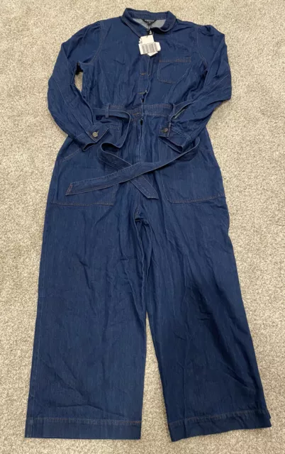 NEW Whistles Womens Denim Belted Jumpsuit Blue Size US 14 NWT $319