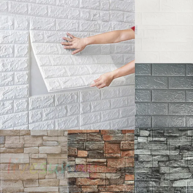 80PCS 3D Tile Brick Wall Sticker Large Self-Adhesive Waterproof Soft,Foam Panel/