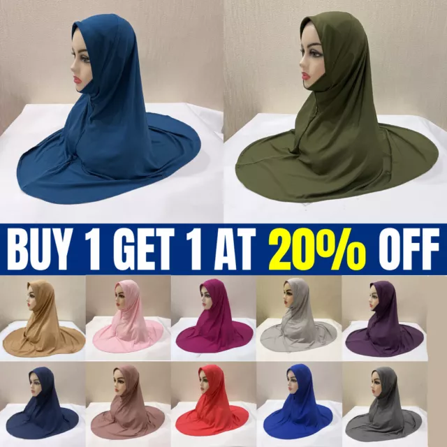 One Piece Women Muslim Headscarf Hijab Scarf Amira Pull on Instant Cap Head Wrap