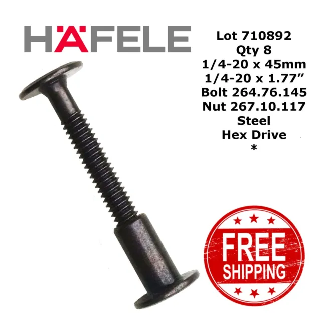 STEEL MACHINE SCREWS & NUTS Hafele 1/4-20 x 1-3/4" Statuary Bronze (8) 710892