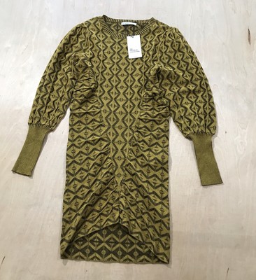 Zara The Knitwear Collection Woman's Long Sleeve Yellow Zigzag  Dress Size Large