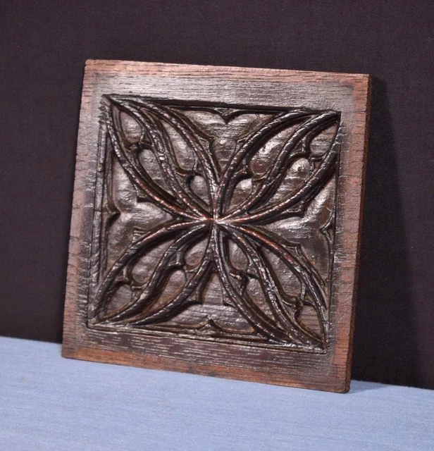 *Gothic Carved Architectural Panel/Trim in Solid Chestnut Wood Salvage 2