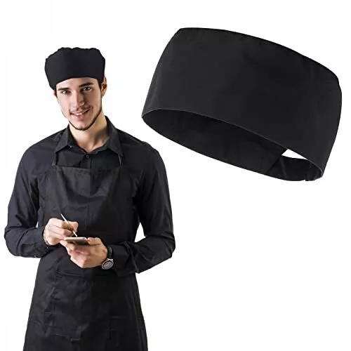 Mesh Top Skull Cap Professional Catering Chefs Hat Black Adjustable Food