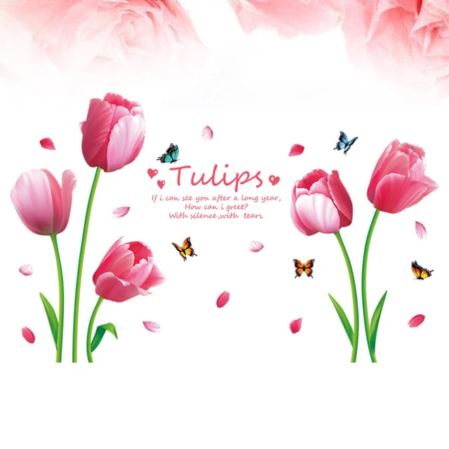 Tulipe Sticker Mural Vinyle Amovible Art Stickers Muraux pour