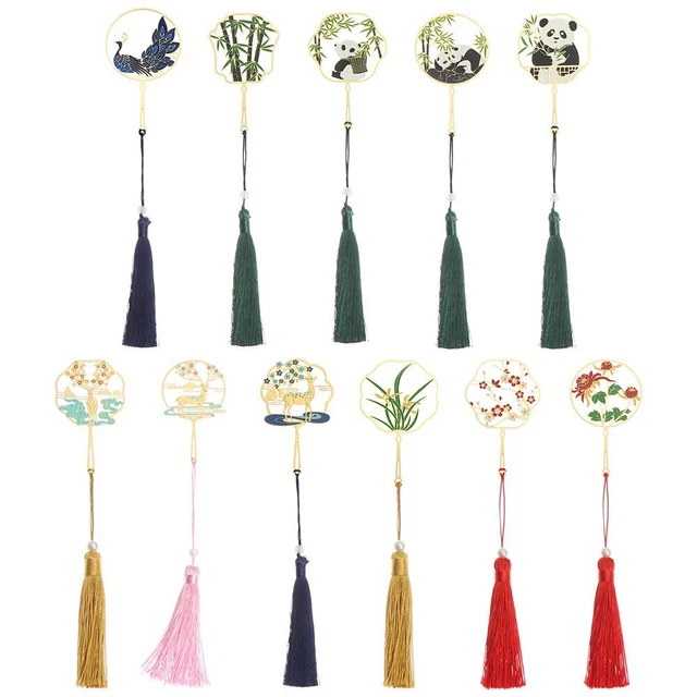 Book Markers Pagination Mark Retro Bookmark Tassel Brass Peacock Book Clip