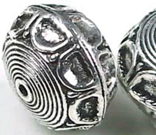 2 Antique Silver Pewter Lentil Focal Pendant Beads 18mm