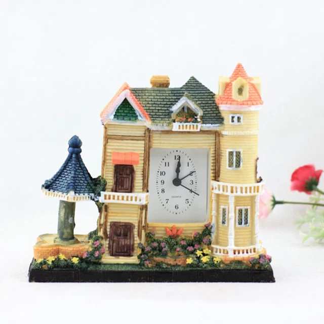 Reloj europeo pastoral forma de cerradura reloj antiguo resina creativa adorno reloj de mesa
