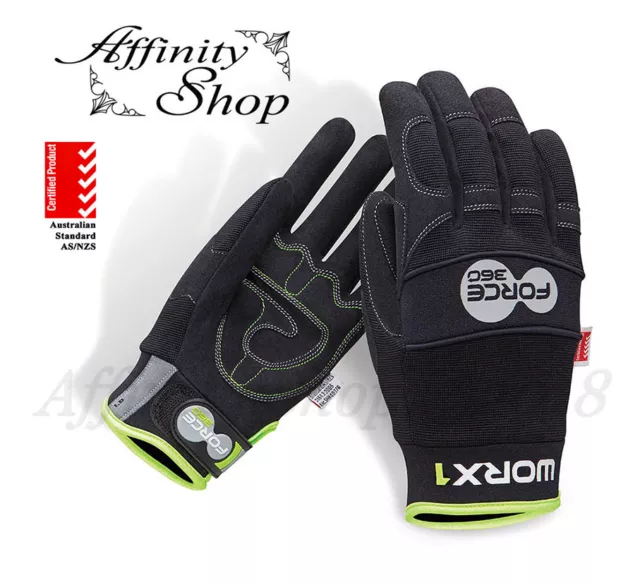 6x Force360 Mechanics Work Gloves Worx1 Safety Hand Protection Glove AS/NZS NEW