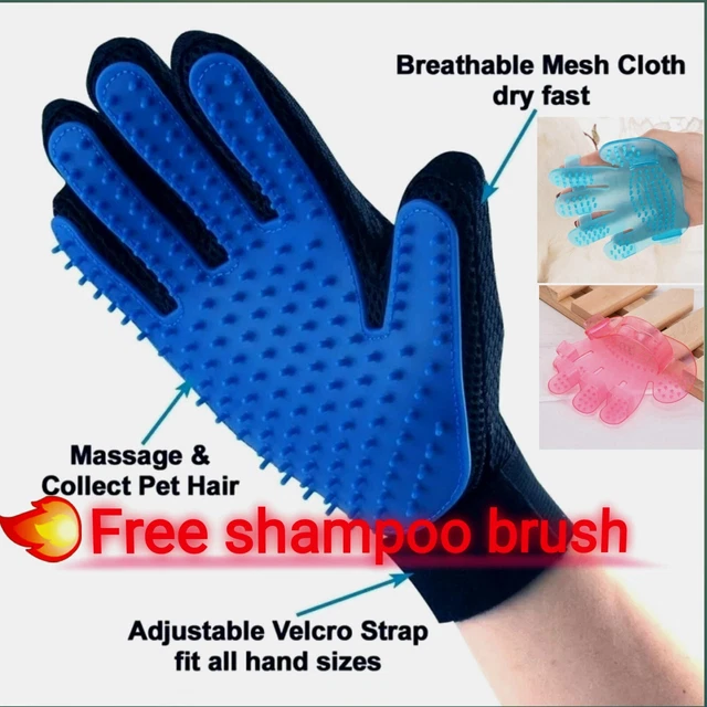Pet Hair Remover Glove Brush Dog Cat Grooming Massage self Bath Deshedding Comb.