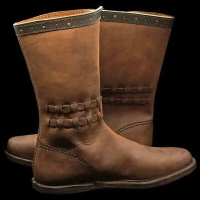 Bottes en cuir médiévales Renaissance Footwear Viking Shoe Mens Brown Long... 2