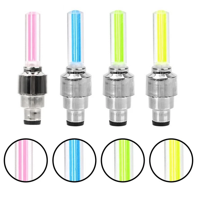 Bouchon de valve vélo lumineux LED rose avec animations