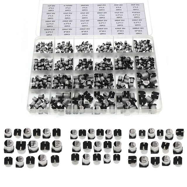 400 24 Werte Sortiertes Kit SMD-Elektrolytkondensator-Sortiment-Kit L3T6