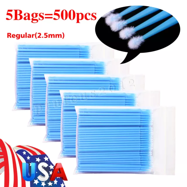 500 Pcs Dental Micro Brush Disposable Materials Tooth Applicators 2.5mm blue