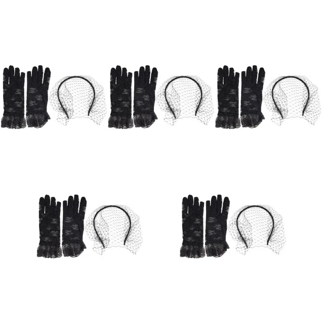 5x Guanti in pizzo floreale copricapo sposa affascinante