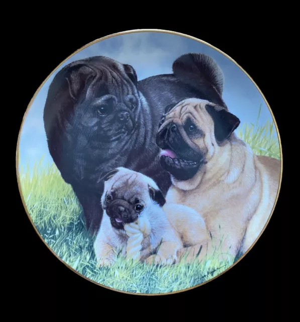 ~ LIMITED EDITION ~ Danbury Mint PROUD PUGS  by Simon Mendez  Plate MINT