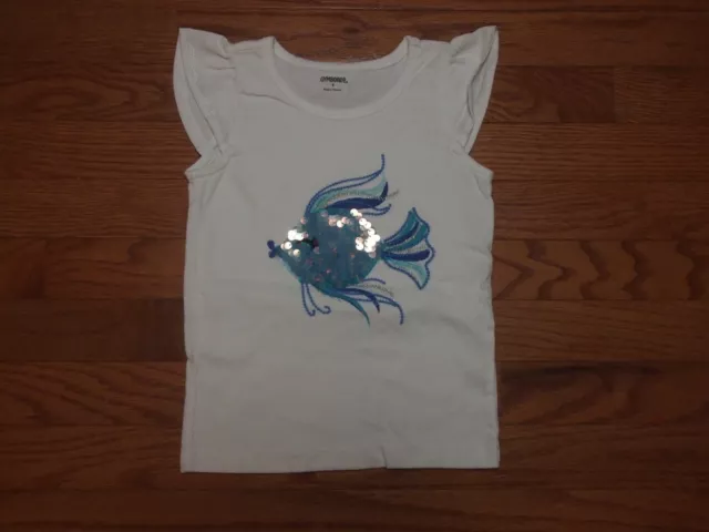 Gymboree Girls White with Blue Fish Tank Top Shirt Size 4 EUC