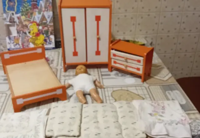 Mobili Camera da letto in legno Anni 70/80 per Bambole