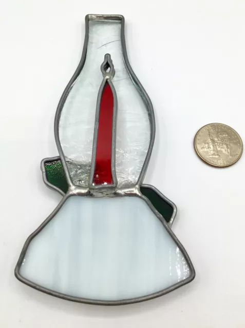 VTG Double Sided Lead Framed Stained Etched Glass Lantern & Holly Sun Catcher.